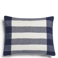 Daylesford Organic Abbey Stripe Cushion Navy- Throws & Cushions