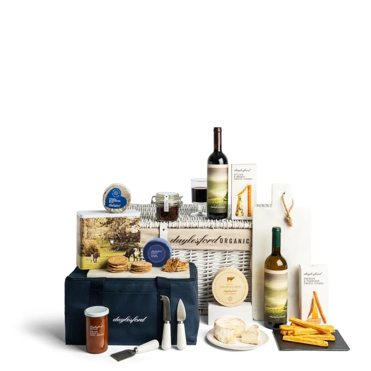 Daylesford Organic Cheese & Wine Hamper- Wine|Crackers