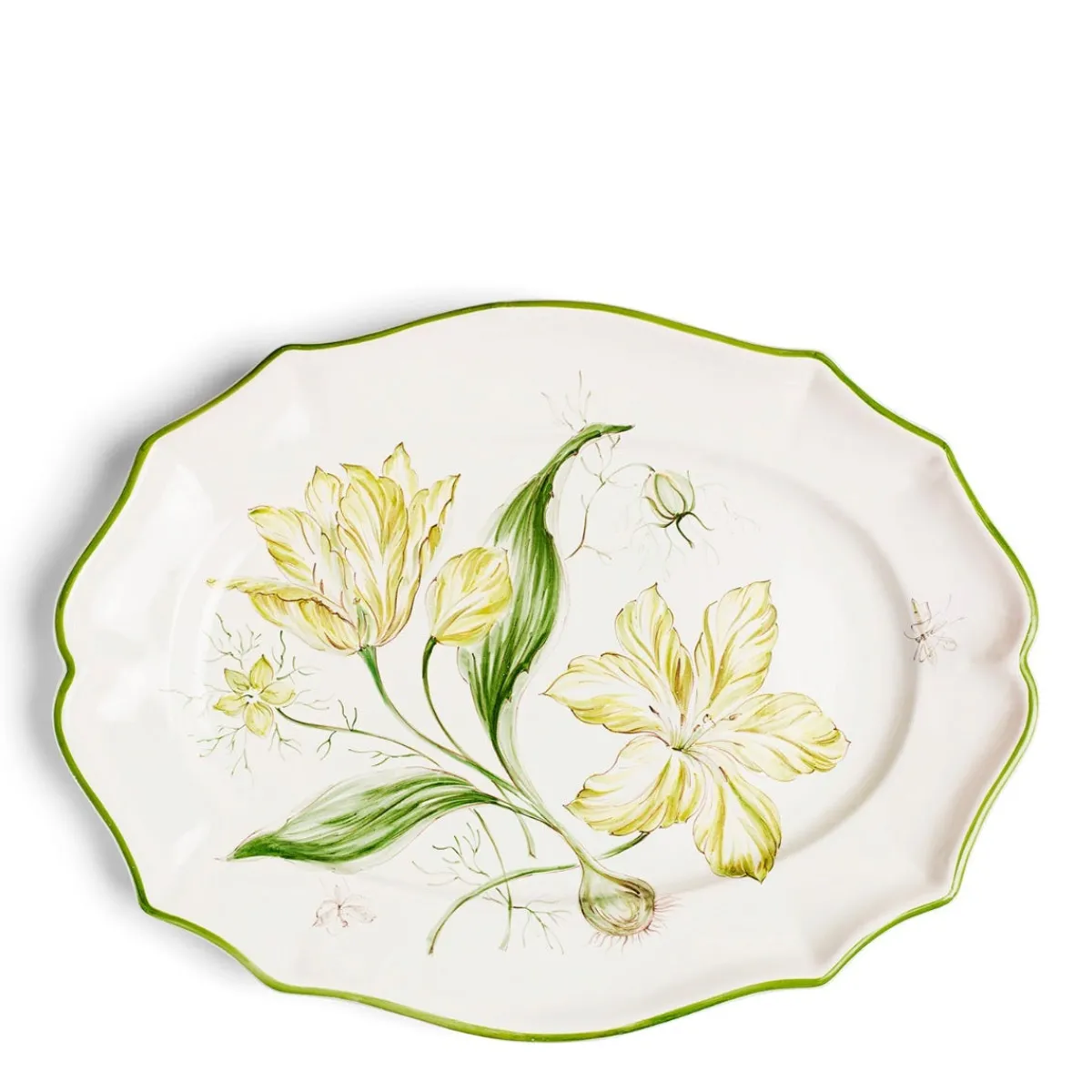 Daylesford Organic Daylesford x Colefax Quince Garden Serving Plate With Green Tulips- Tableware