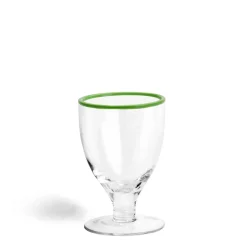 Daylesford Organic Idbury Wine Glass Green Rim- Glassware|Tableware
