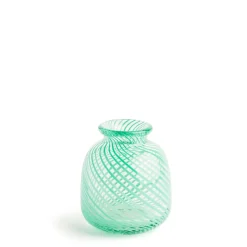 Daylesford Organic Miro Green Spiral Stripe Vase- Vases & Flowers|Vases