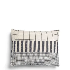Daylesford Organic Patchwork Cushion Navy & White Rectangle- Throws & Cushions