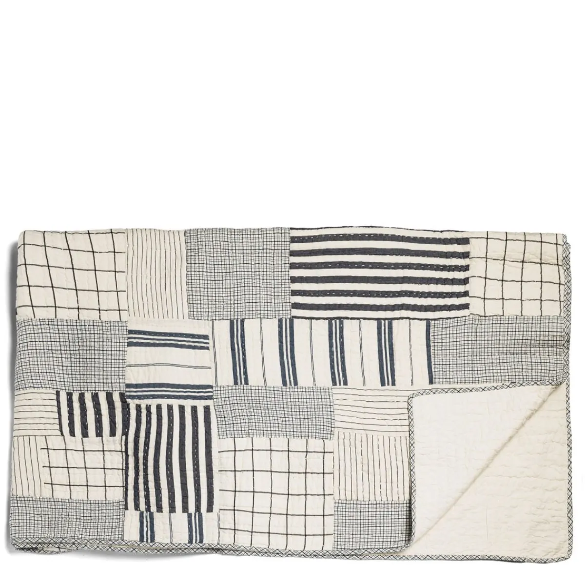 Daylesford Organic Patchwork Quilt Navy & White Large- Throws & Cushions|Tableware