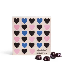 Daylesford Organic Rose & Violet Cream Hearts Wooden Box- Chocolate & Sweets