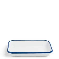 Daylesford Organic White & Blue Enamel Rectangular Dish Large- Tableware