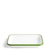 Daylesford Organic White & Green Enamel Rectangular Dish 26cm- Tableware