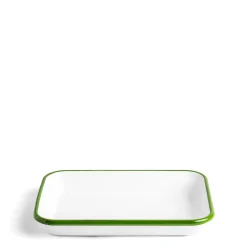 Daylesford Organic White & Green Enamel Rectangular Dish 26cm- Tableware