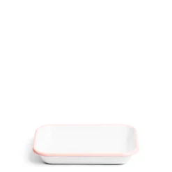 Daylesford Organic White & Pink Enamel Rectangular Dish 21cm- Tableware